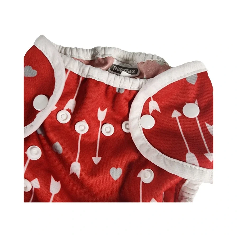 Thirsties Size One Red Arrow Heart Cloth Diaper Cover 6-18‎ lbs Made in USA